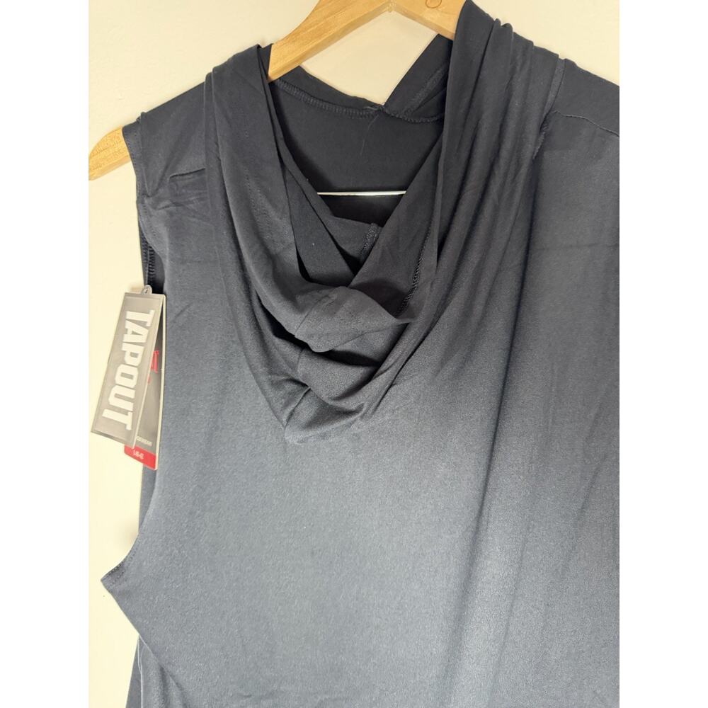Tapout Men's Black Sleeveless Hooded Pullover Tank Top Size M Gym Training - Picture 3 of 4